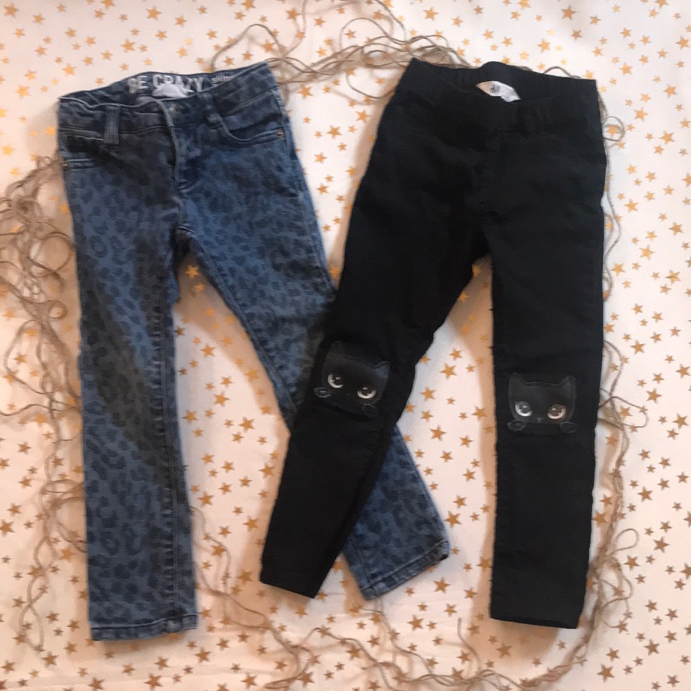 Skinny fit leopard  jeans & H&M cat jeggings